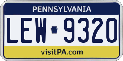 PA license plate LEW9320