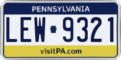 PA license plate LEW9321
