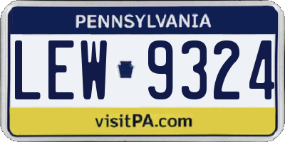 PA license plate LEW9324