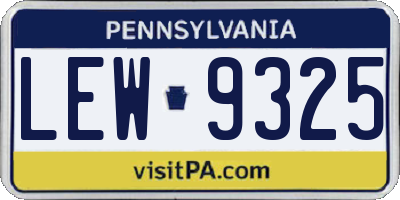 PA license plate LEW9325