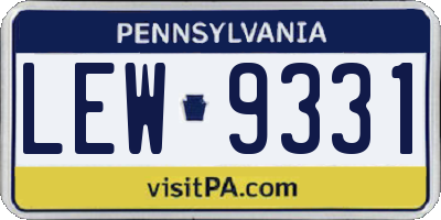 PA license plate LEW9331