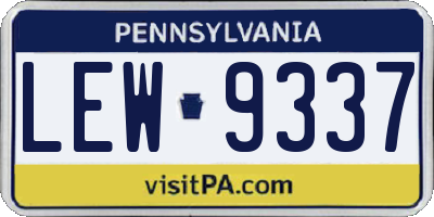 PA license plate LEW9337