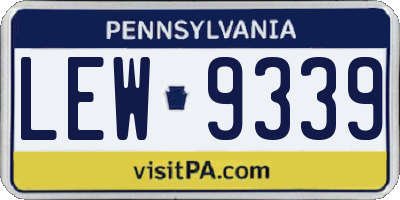 PA license plate LEW9339
