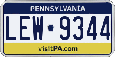 PA license plate LEW9344