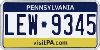 PA license plate LEW9345