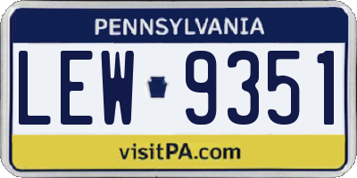 PA license plate LEW9351