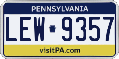 PA license plate LEW9357