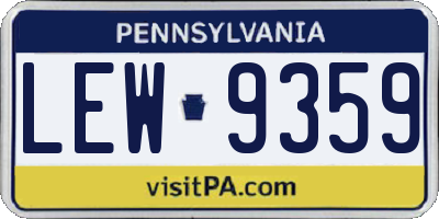 PA license plate LEW9359
