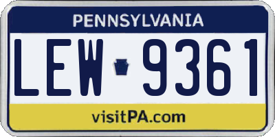 PA license plate LEW9361