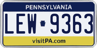 PA license plate LEW9363