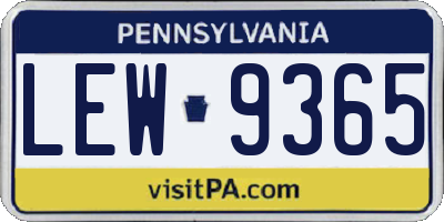 PA license plate LEW9365