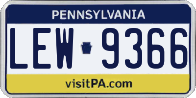 PA license plate LEW9366