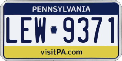 PA license plate LEW9371