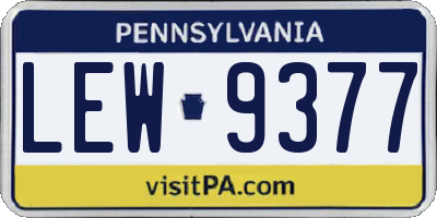 PA license plate LEW9377