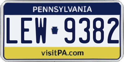 PA license plate LEW9382