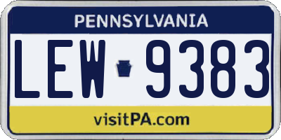PA license plate LEW9383