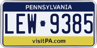 PA license plate LEW9385
