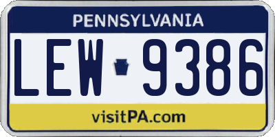 PA license plate LEW9386
