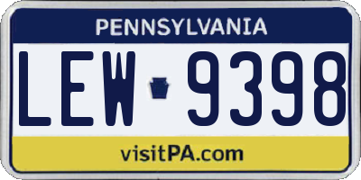 PA license plate LEW9398