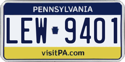 PA license plate LEW9401