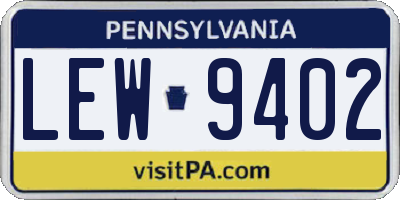 PA license plate LEW9402