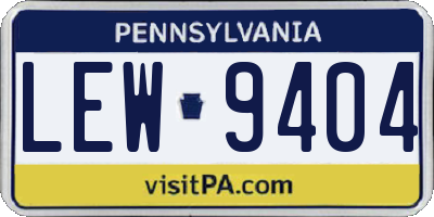 PA license plate LEW9404