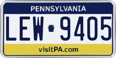 PA license plate LEW9405