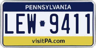 PA license plate LEW9411