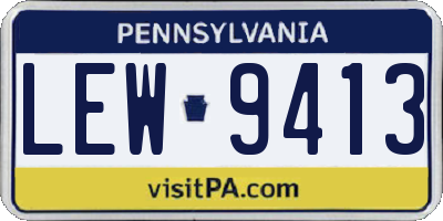 PA license plate LEW9413