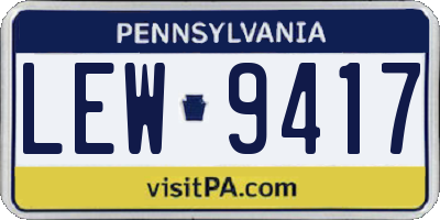 PA license plate LEW9417