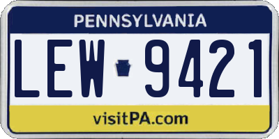 PA license plate LEW9421