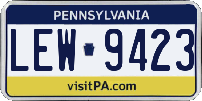 PA license plate LEW9423
