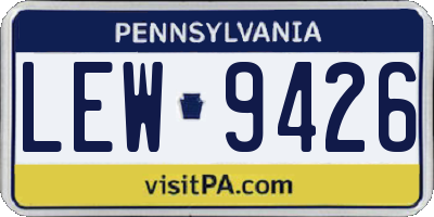 PA license plate LEW9426