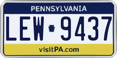PA license plate LEW9437