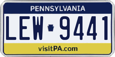 PA license plate LEW9441