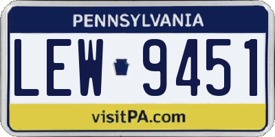 PA license plate LEW9451