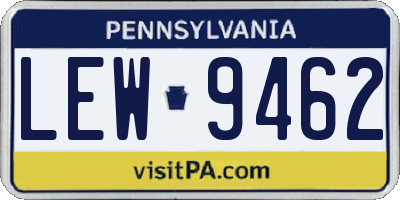 PA license plate LEW9462