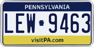 PA license plate LEW9463