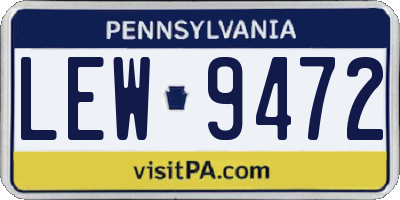PA license plate LEW9472