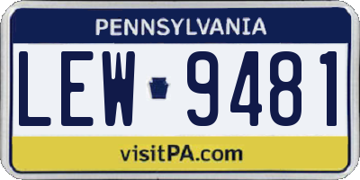 PA license plate LEW9481