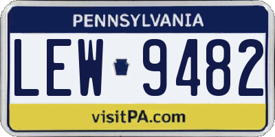 PA license plate LEW9482