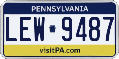 PA license plate LEW9487