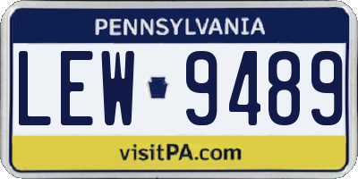 PA license plate LEW9489