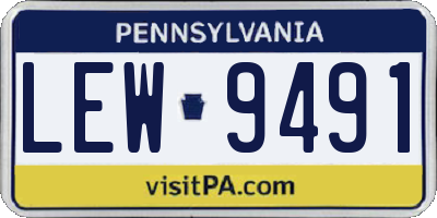 PA license plate LEW9491