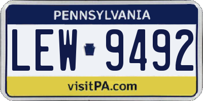 PA license plate LEW9492