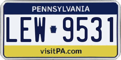 PA license plate LEW9531