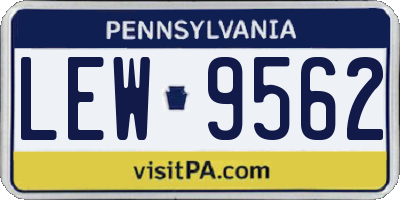 PA license plate LEW9562