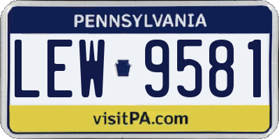 PA license plate LEW9581