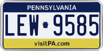 PA license plate LEW9585