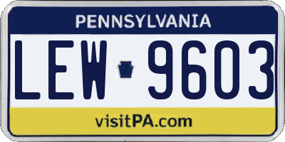 PA license plate LEW9603